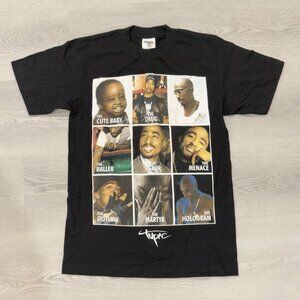 Vintage Tupac Shakur 2Pac Many Faces Graphic T-Shirt Shaka Wear Black Size M